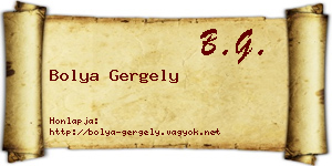 Bolya Gergely névjegykártya